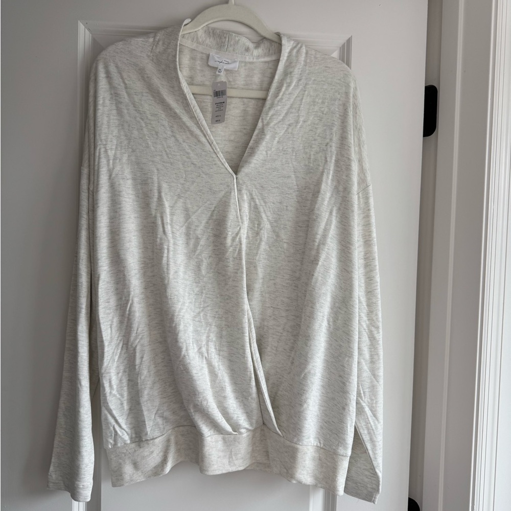 Loft Heather Gray V-Neck Top